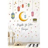 Hoşgeldin Ya Şehri Ramazan Duvar ve Cam Sticker Seti, Ramazan Temalı Dekoratif Çıkartma, Hilal Kabe Fener Yıldız Sticker