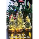 Hoşgeldin Yeni Yıl 3’Lü Mini Noel Çam Ağacı Kar Efektli Led Işıklı Çam Ağaçları Seti 15 – 11– 10 Cm Vitrin