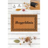 Hoşgeldiniz, Kareli, Desenli Modern Paspas, Kapı Önü Paspası, Ev Eşyası hediyelik paspas, çeyizlik