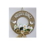 Hoşgeldiniz Yazılı Kapı Süsü Lüks Kapı Süsü Papatya Duvar Ve Kapı Süsü 30 x 30 cm