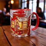 Hot Chocolate Cookies Kaliteli Porselen Cozy Kupa-Hediyelik Ev-Ofis-Çay-Kahve Kupası - Kırmızı - 330 ml
