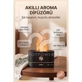 Hot Power Aroma Difüzör Hava Nemlendirici Ultrasonik Soğuk Sis Makinesi LED Aydınlatma Simülasyonu Renkli Alev - Beyaz