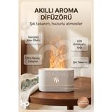 Hot Power Aroma Difüzör Hava Nemlendirici Ultrasonik Soğuk Sis Makinesi LED Aydınlatma Simülasyonu Renkli Alev - Siyah