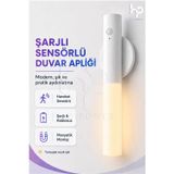 HOT POWER Şarjlı Sensörlü Duvar Apliği Manyetik Kablosuz LED Gece Lambası Type-C