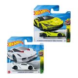 Hot Wheels 2 Araç Set - Hot Wheels Lamborghini Sesto Elemento - Beyaz & Hot Wheels '16 Lamborghini Centenario Roadster - Yeşil (1/64) HTC23 - JJK74