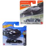 Hot Wheels 2 Araç Set - Hot Wheels Porsche 911 Gt3 - Siyah & Matchbox Porsche 911 Carrera Cabriolet - Gri (1/64)