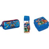Hot Wheels Araba Desenli Mavi Kalem Kutusu ,Beslenme Kabı ve Matara
