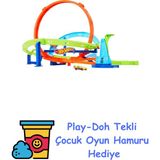 Hot Wheels Bumerang Çemberli Yarış Pisti Hot Wheels Bumerang Çemberli Yarış Pisti, 1:64 Ölçekli Oyuncak Araba, Kolayca Saklanabilir HTK16 + Play-Doh Oyun Hamuru