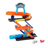Hot Wheels City oyuncak araba ve pist seti, Dönüştürülebilir Maceraya Başlangıç Garajı oyun seti, 1:64 ölçekli metal araç, 10'dan fazla araç için saklama alanı, akrobasi yolu, JHL94