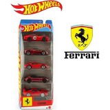 Hot Wheels Ferrari 5'li Model Araba Seti JLN12 1:64 Koleksiyon - Kırmızı