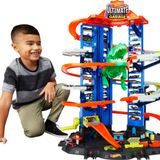 Hot Wheels® HW Robotik T-rex Ultimate Garaj™ | Robo T-Rex ile parça seti, yarış, dublör ve 100+ araba 1:64 tutmak için çok seviyeli