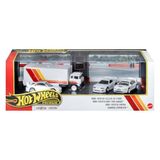 Hot Wheels Koleksiyon Seti Arabalar sergilenmeye uygun setler, 3 adet 1:64 ölçekli araba ve 1 adet 1:64 ölçekli Team Transport araç, Metal/Metal şasi ve Real Riders tekerlekler, JHW44