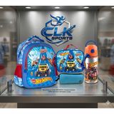 Hot Wheels Lisanslı Okul Çantası , Beslenme Çantası , Çift Gözlü Kalemlik - Alüminyum Matara Hediyeli