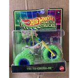 HOT WHEELS MONSTER TRUCKS -Tri-To-Crush-Me - Glow In The Dark - New Card-JCG68