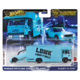 Hot Wheels – Nissan Skyline 2000GT-R LBWK & Fleet Flyer – Team Transport – HRV45 – 2 adet premium set – Metal/Metal – Real Riders – Lyberty Walk – Mattel 2024-1:64