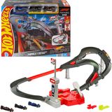 Hot Wheels pist seti ve 1:64 ölçekli McLaren Formula 1 Takımı, Oracle Red Bull Racing ve Atlassian Williams Racing oyuncak arabaları, Temel Yarış Pisti, JNN32