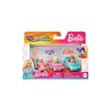 HOT WHEELS RacerVerse Barbie 3'lü paket, sabit figürlerin bulunduğu 3'lü metal oyuncak araba seti JDG48