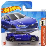 Hot Wheels - Tesla Model S Plaid - Quarter Mile Heroes 5/5 - HRY91 - Short Card - koyu mavi - Mattel 2024 – 1:64