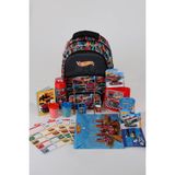 Hot Wheels Yeni Sezon Lisanslı Hot Wheels Okul,kalem Çantası Ile Matara,beslenme Kabı ve Kırtasiye Seti Çıtçıt Dosya,kalem,silgi,kumbara,kalemtraş,resim Defteri,okul Etiketi - Mavi - 1
