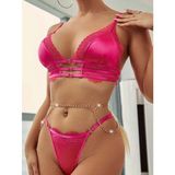 Hotflirt Zincirli Dantel Detaylı Büstiyer Takımı 8411 - Fuşya - M