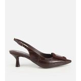 Hotiç 01AYH320780A480 KADIN Kahverengi Arkası Açık Toka Detaylı Kısa Topuklu Stiletto