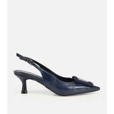 Hotiç 01AYH320780A680 KADIN Lacivert Arkası Açık Toka Detaylı Kısa Topuklu Stiletto