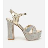 Hotiç 01SAH320920A540 Kadın Gold Taş Detaylı Yüksek Topuklu Sandalet Suni Deri 13 cm Platform Topuk
