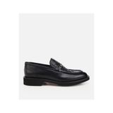 HOTİÇ Erkek Deri Siyah Örme Metal Detaylı Klasik Loafer