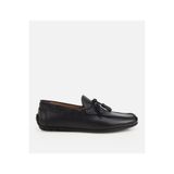 HOTİÇ Erkek Deri Siyah Püskül Dikiş Detaylı Klasik Loafer