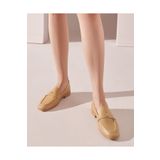 Hotiç Kadın Deri Bej Logo Detaylı Loafer