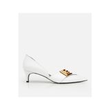 HOTİÇ Kadın Deri Beyaz Gold Tokalı Kısa Topuklu Stiletto