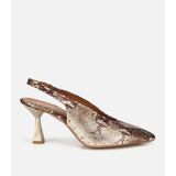 HOTİÇ Kadın Deri Gold Arkası Açık Kısa Topuklu Stiletto