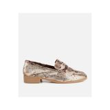 Hotiç Kadın Deri Gold Yılan Baskılı Klasik Loafer