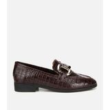 Hotiç Kadın Deri Kahverengi Kroko Baskılı Klasik Loafer