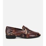 HOTİÇ Kadın Deri Kahverengi Yılan Baskılı Klasik Loafer
