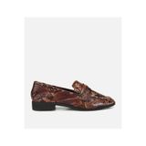 Hotiç Kadın Deri Kahverengi Yılan Desenli Klasik Loafer