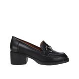 Hotiç Kadın Deri Siyah Tokalı Yüksek Topuklu Klasik Loafer