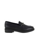 HOTİÇ Kadın Deri Siyah Zincir Gold Detaylı Klasik Loafer