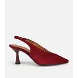 HOTİÇ Kadın Süet Deri Bordo Yumuşak Dokulu Kısa Topuklu Stiletto