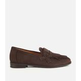 HOTİÇ Kadın Süet Deri Kahverengi Püskül Detaylı Klasik Loafer