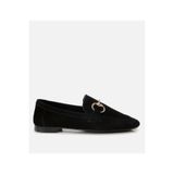 Hotiç Kadın Süet Deri Siyah Tokalı Klasik Loafer