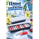 House Bird 11 Bölmeli Kapaklı Çubuk Buz Kalıbı Şişeye Uyumlu Pratik Parmak Buzluk Kalıbı