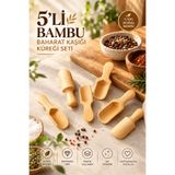 House Bird 5'li Bambu Baharat Kaşığı Küreği Seti Doğal Ahşap Ölçü Kaşığı Kahve Tuz Şeker Kaşığı