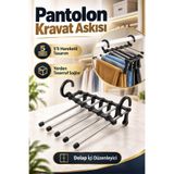 House Bird 5’li Hareketli Pantolon Kravat Askısı Metal Dolap İçi Düzenleyici Askılık