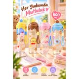 House Bird 600 ml Kawaii Pipetli Çocuk Matarası – BPA İçermez, Sızdırmaz, Askılı Okul Su Şişesi