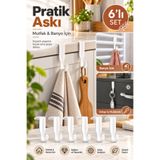 House Bird 6’lı Pratik Dolap İçi Askı Seti Mutfak Banyo Havlu Anahtar Aksesuar Askısı