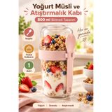 House Bird 800 ml Bölmeli Yoğurt Müsli Atıştırmalık Kabı Kaşıklı Granola Snack Kabı 1 Adet