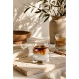 House Bird Modern Şerit Tasarımlı Cam Soğuk Kahve Bardağı 350 ml – Latte, Iced Coffee ve Sunum Bardağı