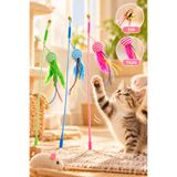 House Bird Plastik Tüylü Tek Toplu Kedi Oyun Oltası Zilli Plastik Kedi Oyuncağı Oyun Oltası