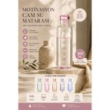 House Bird Sızdırmaz Zaman Çizelgeli Cam Su Şişesi 300 ml Motivasyonel Matara 1 Adet